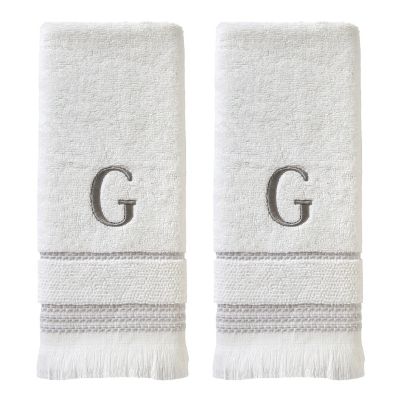 SKL Home Casual Monogram G Hand Towel Set, White, 2 pc.