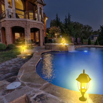 Image showing  Outdoor Solar Wall Light Sconce Classic Vintage White/Yellow LED incl. Wall Mount Kit