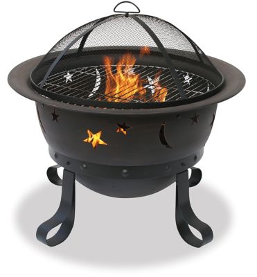 Endless Summer Wood-Burning Outdoor Fire Bowl with Stars and Moons, Oil-Rubbed Bronze