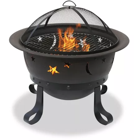 Endless Summer 29.53 in Outdoor Wood Burning Fire Bowl with Stars and Moons Oil Rubbed Bronze Fire Pits