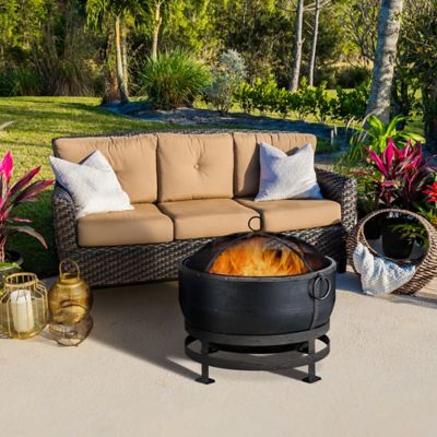 Image showing  26 in. Wood-Burning Outdoor Fire Bowl with Kettle Design, Oil-Rubbed Bronze