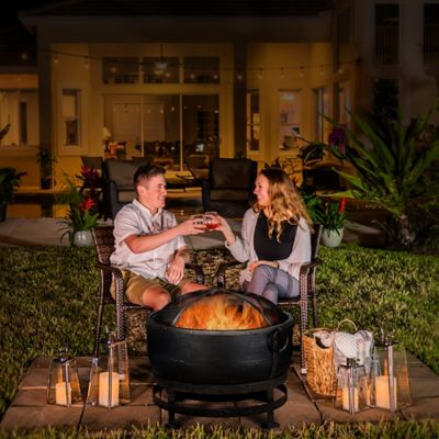 Image showing  26 in. Wood-Burning Outdoor Fire Bowl with Kettle Design, Oil-Rubbed Bronze