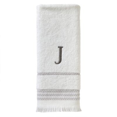 Image showing  Casual Monogram J Hand Towel Set, White, 2 pc.