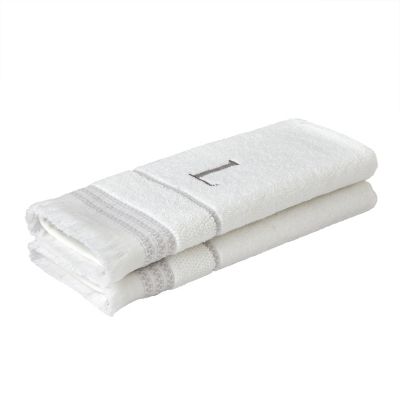 Image showing  Casual Monogram L Hand Towel Set, White, 2 pc.