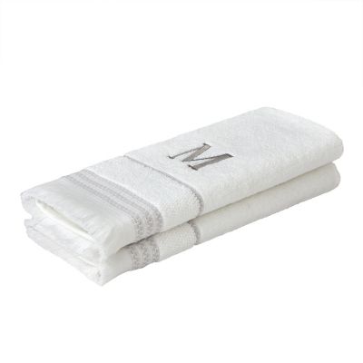 Image showing  Casual Monogram M Hand Towel Set, White, 2 pc.