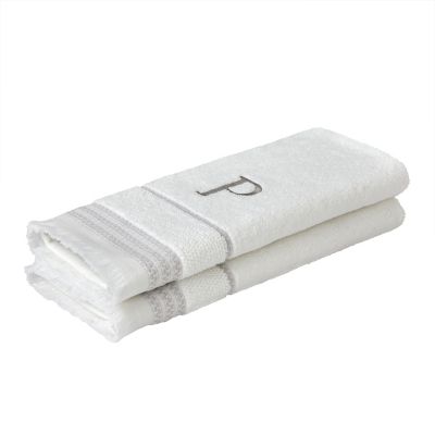 Image showing  Casual Monogram P Hand Towel Set, White, 2 pc.