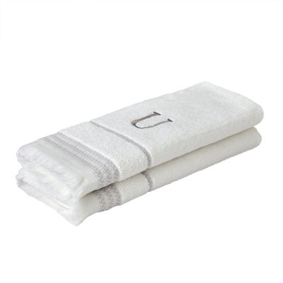 Image showing  Casual Monogram U Hand Towel Set, White, 2 pc.