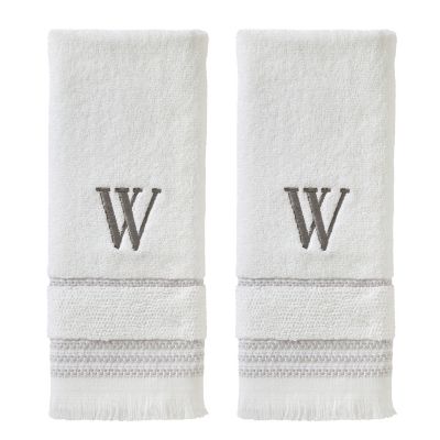 SKL Home Casual Monogram W Hand Towel Set, White, 2 pc.
