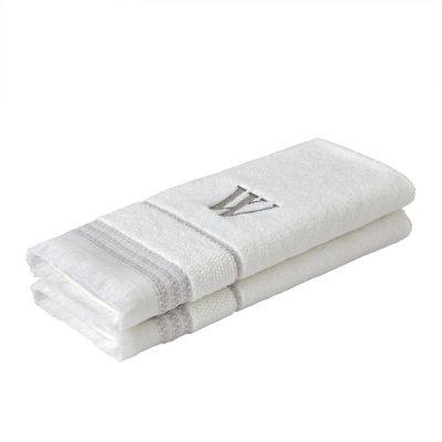 Image showing  Casual Monogram W Hand Towel Set, White, 2 pc.