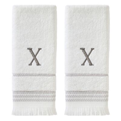 SKL Home Casual Monogram x Hand Towel Set, White, 2 pc.