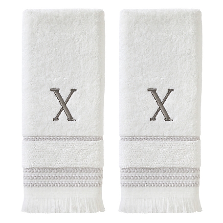 SKL Home Casual Monogram x Hand Towel Set, White, 2 pc.