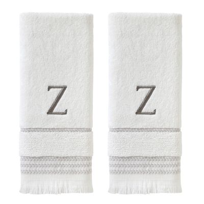 SKL Home Casual Monogram Z Hand Towel Set, White, 2 pc.