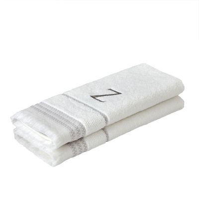 Image showing  Casual Monogram Z Hand Towel Set, White, 2 pc.