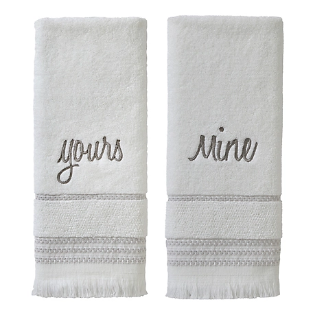 SKL Home Casual Mine and Yours Hand Towel Set, White, 2 pc.