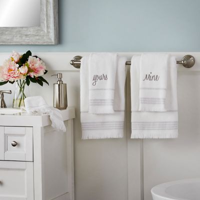 Image showing  Casual Mine and Yours Hand Towel Set, White, 2 pc.