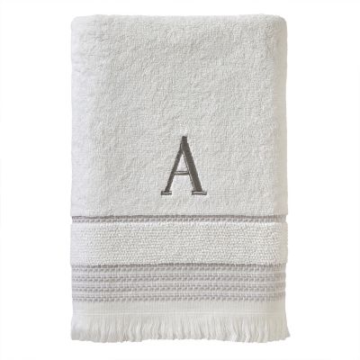 SKL Home Casual Monogram A Bath Towel, White