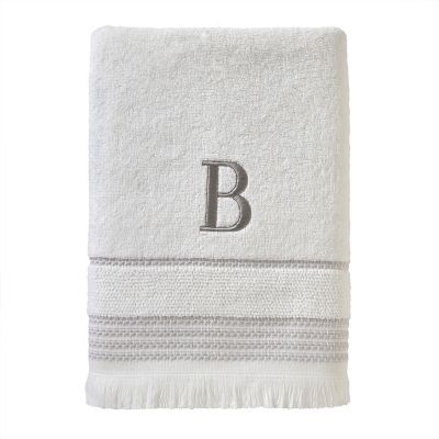 SKL Home Casual Monogram B Bath Towel, White