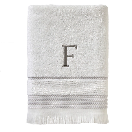 SKL Home Casual Monogram F Bath Towel, White