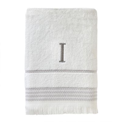 SKL Home Casual Monogram I Bath Towel, White