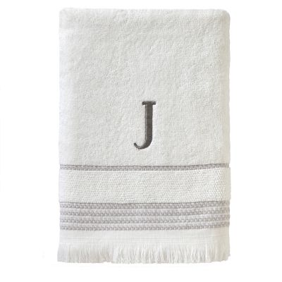 SKL Home Casual Monogram J Bath Towel, White