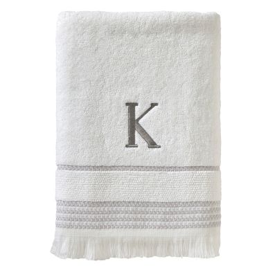 SKL Home Casual Monogram K Bath Towel, White
