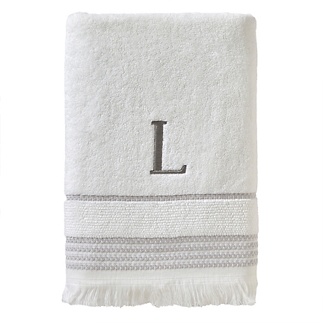 SKL Home Casual Monogram L Bath Towel, White