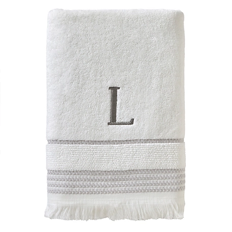 SKL Home Casual Monogram L Bath Towel, White