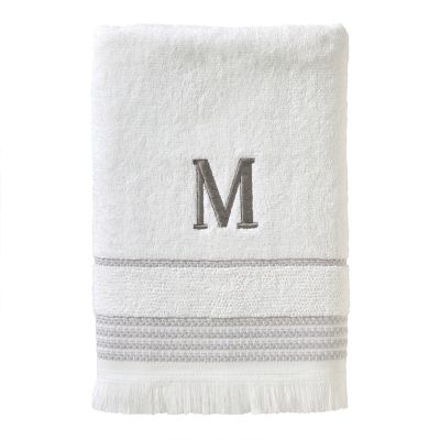 SKL Home Casual Monogram M Bath Towel, White