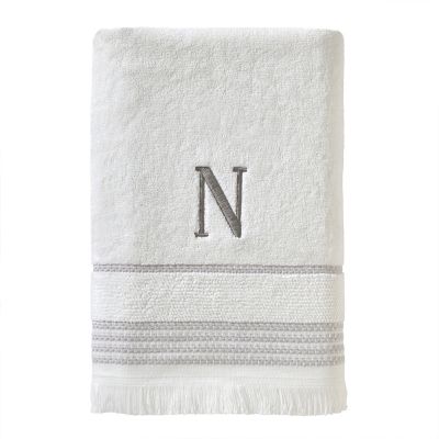 SKL Home Casual Monogram N Bath Towel, White