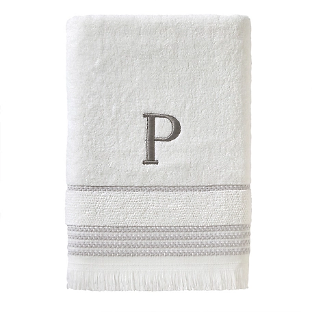 SKL Home Casual Monogram P Bath Towel, White