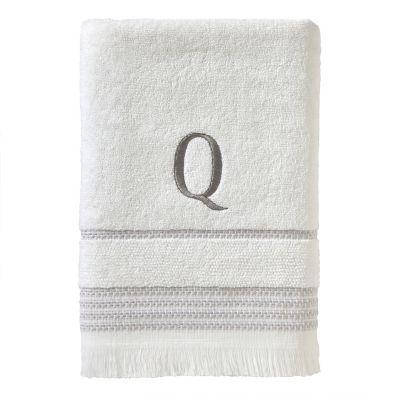 SKL Home Casual Monogram Q Bath Towel, White