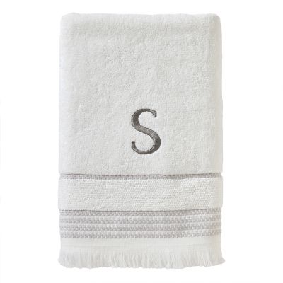 SKL Home Casual Monogram S Bath Towel, White