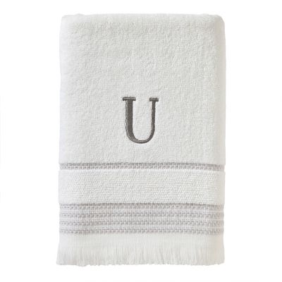 SKL Home Casual Monogram U Bath Towel, White