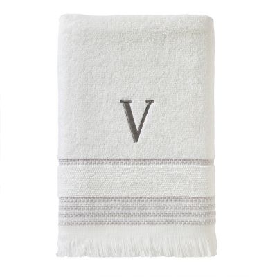 SKL Home Casual Monogram V Bath Towel, White