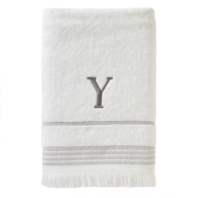 SKL Home Casual Monogram Y Bath Towel, White