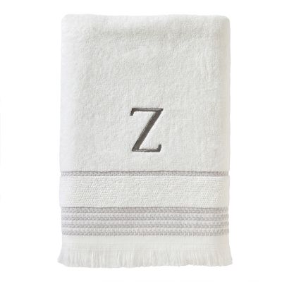 SKL Home Casual Monogram Z Bath Towel, White