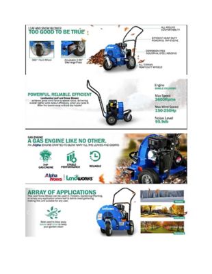 Landworks 150-200 MPH/1,270-2,000 CFM 212cc Gas Walk-Behind Leaf Blower