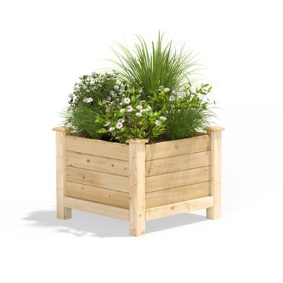 Greenes Fence Original Cedar Elevated Planter, 27 in. x 27 in. x 21 in.