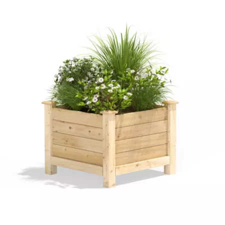 Greenes Fence Original Cedar Raised Planter 27-in x 27-in x 21-in Raised Garden Beds