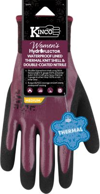 Kinco Waterproof Lined Thermal Knit Shell and Double-Coated Nitrile Gloves, 1 Pair, Polyester Outer Knit Shell, Acrylic Liner