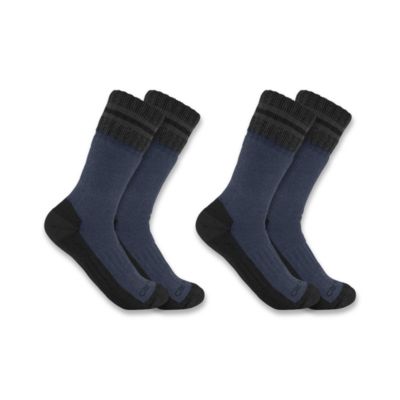 Carhartt Men's Heavyweight Synthetic Wool Blend Boot Socks, 2-Pairs, SB7742MDENIM-L