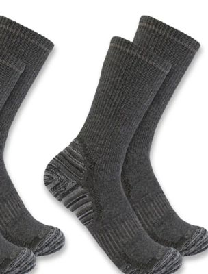 Carhartt Force MW Synthetic-Wool Blend Crew Sock, 2 pk., Charcoal, L, SC7902MCHAR-L