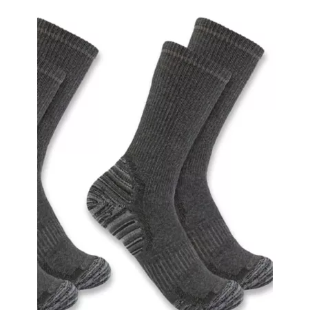 Carhartt Force Midweight Men's 2-Pack Synthetic Wool Blend Mid-Length Socks Charcoal Large Men's Crew Socks