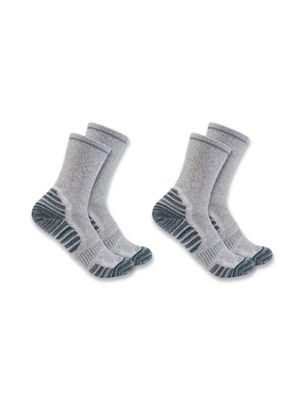 Carhartt Men's Force Midweight Synthetic Wool Blend Crew Socks, Charcoal, Large, 2-Pairs