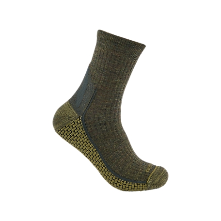 Carhartt Force Grid Midweight Synthetic-Merino Wool Blend Short Crew Sock, SS9260MCBNHTR-L