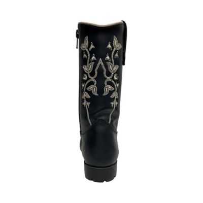 Image showing  Girls' Floral Western Boots, Black, 30203-C1