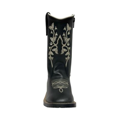 Image showing  Girls' Floral Western Boots, Black, 30203-C1