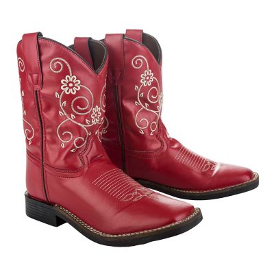 TuffRider Youth Fire Red Floral Western Boots