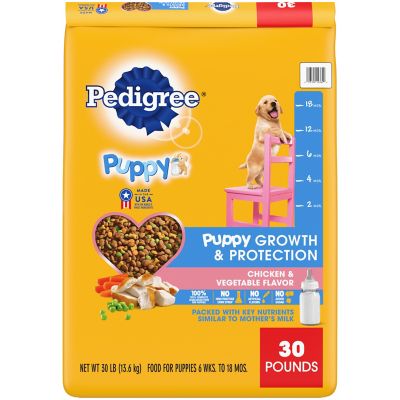 Pedigree Puppy Growth & Protection Dry Dog Food Chicken & Vegetable Flavor, 30 lb. Bag Happy Dogs