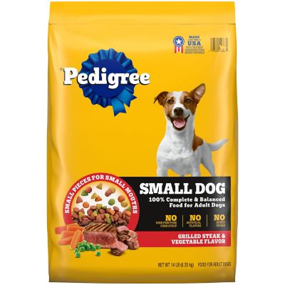 Pedigree Small Dog Complete Nutrition Small Breed Adult Dry Dog Food Grilled Steak & Vegetable Flavor ,14 lb. Bag